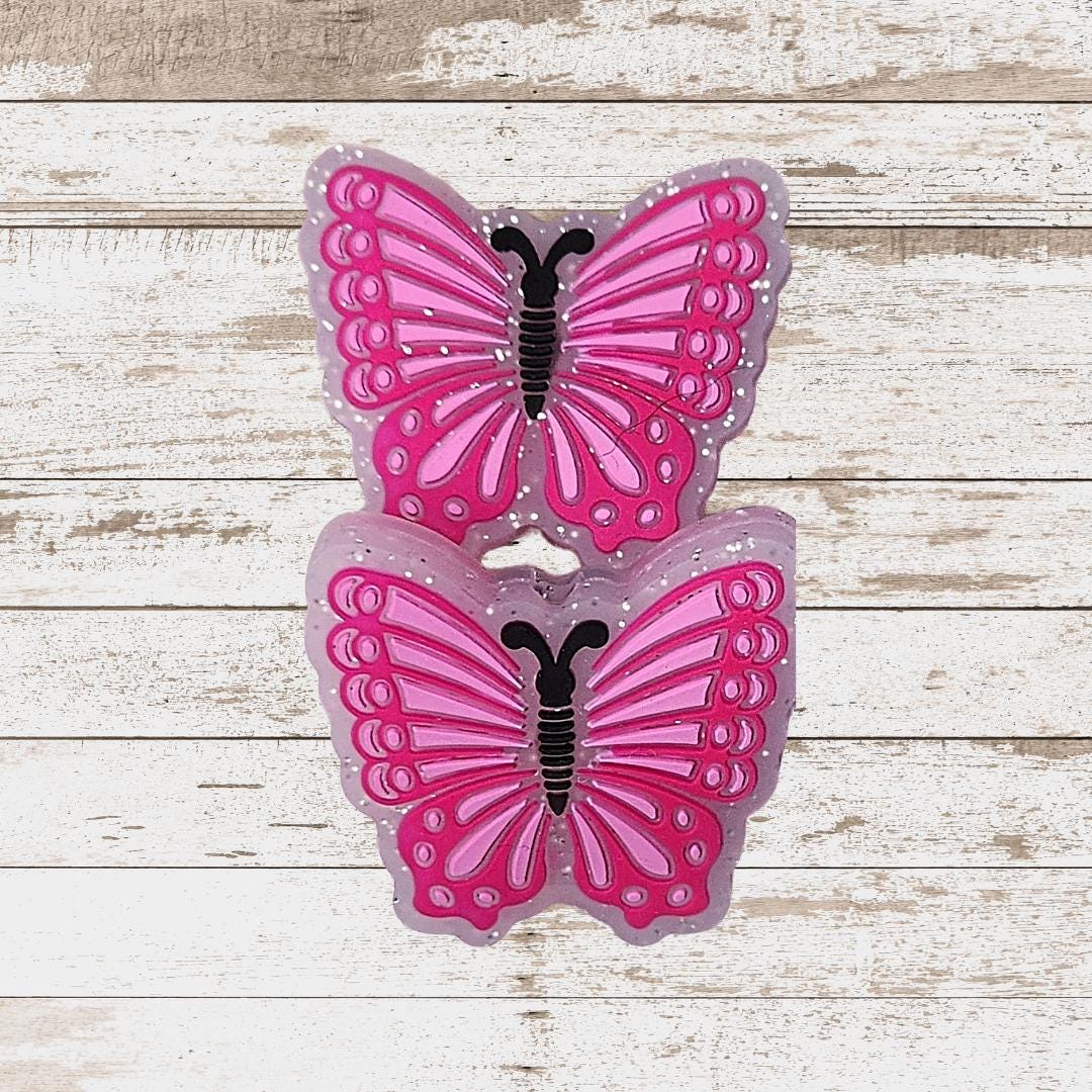 Pink & Blue Butterfly Focal Beads 168