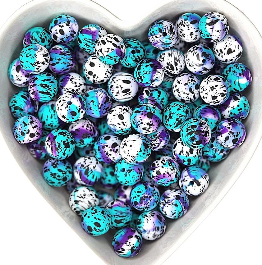 15mm Multi-Color Jasper Printed Silicone Beads