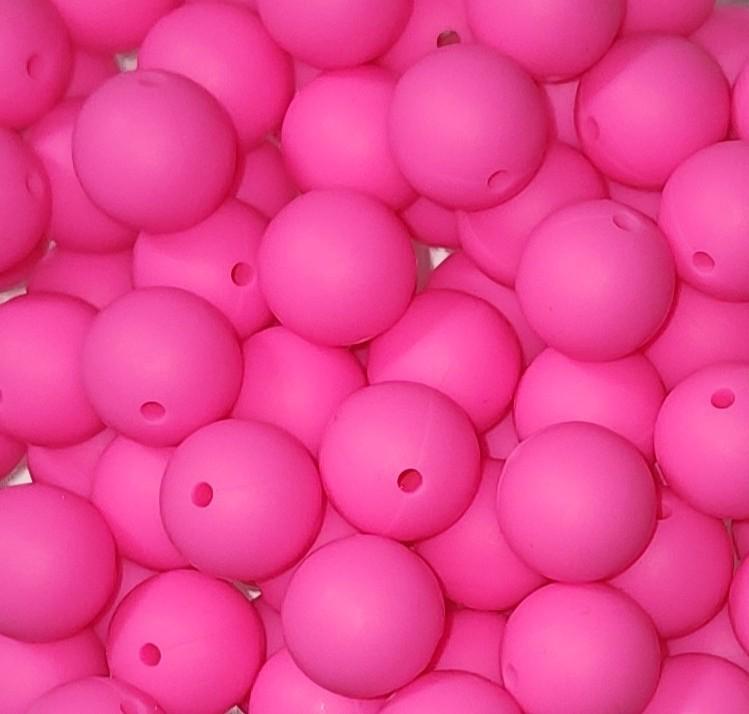 15mm Hot Pink Silicone Beads
