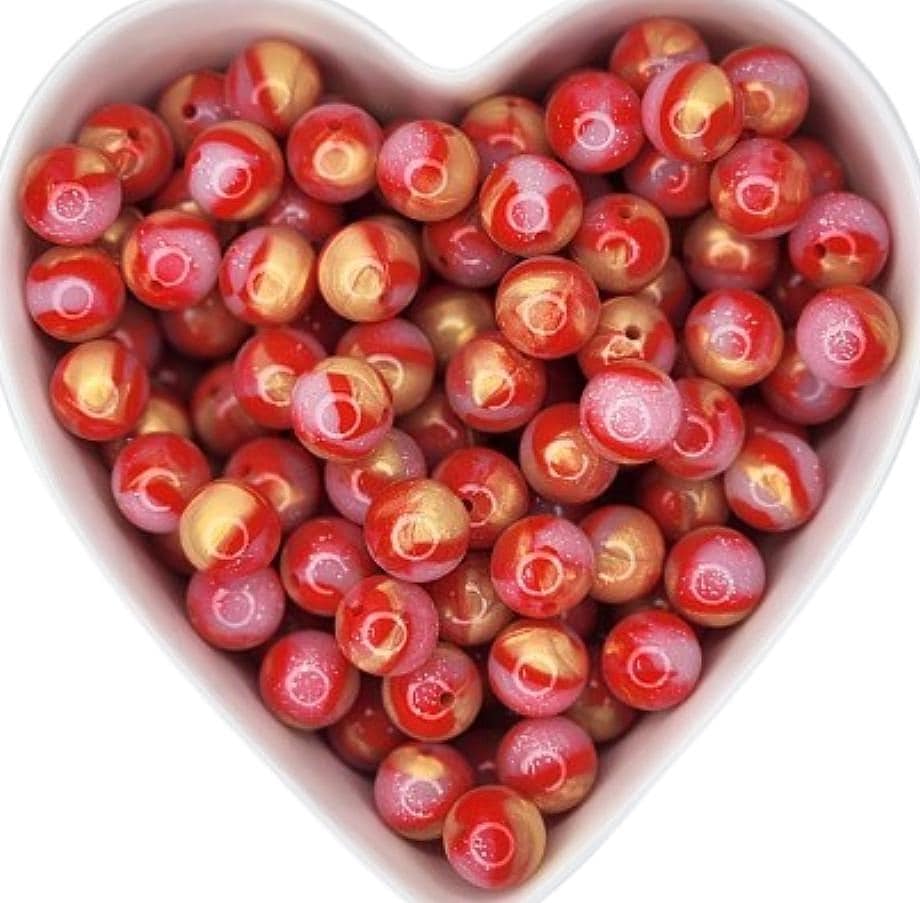 15mm Fireball Glossy Glitter Swirl Beads