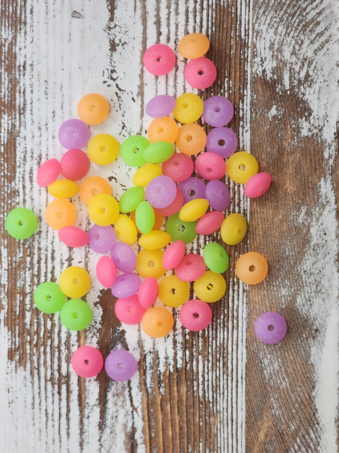 12mm Neon Glitter Lentils (20 Pack)