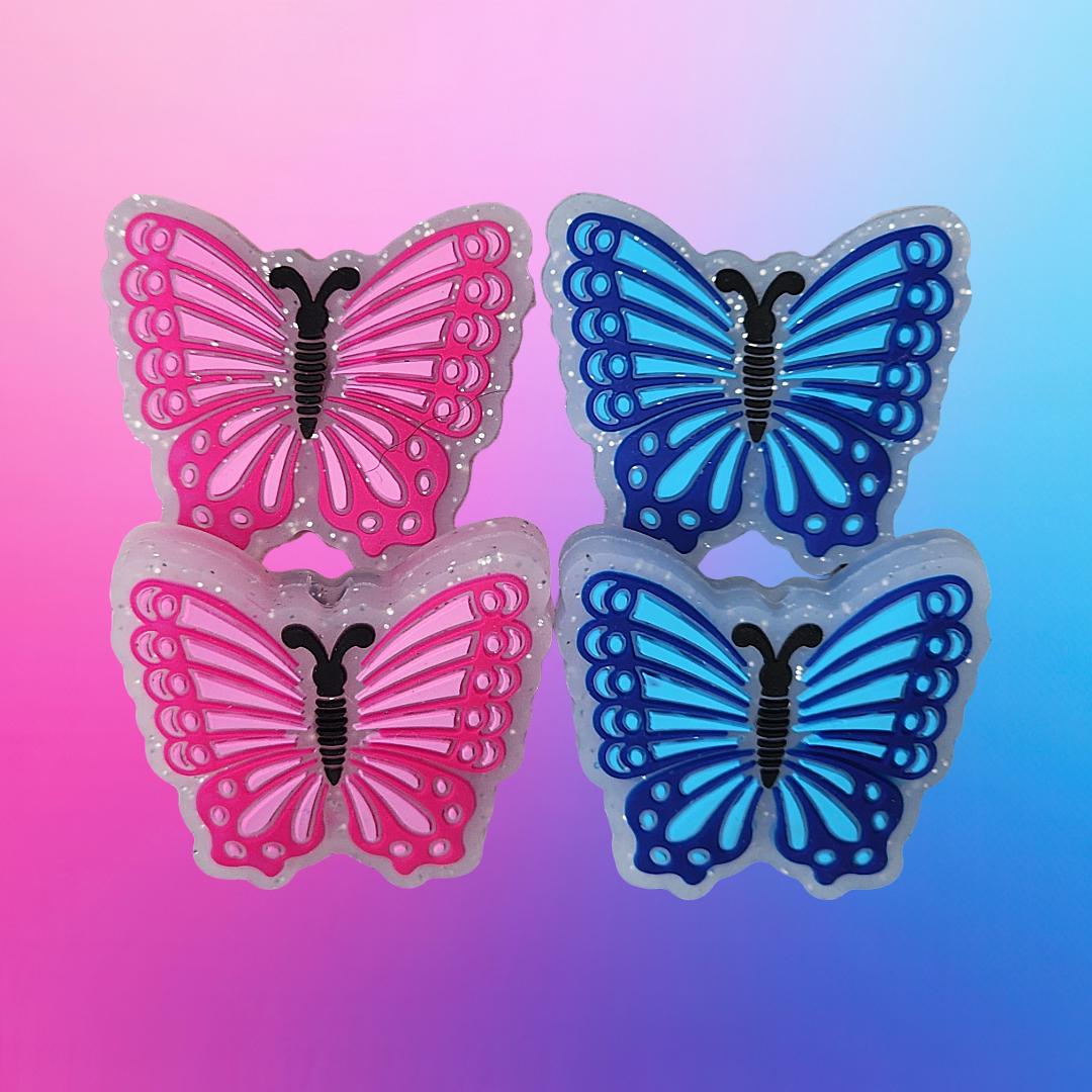 Pink & Blue Butterfly Focal Beads 168