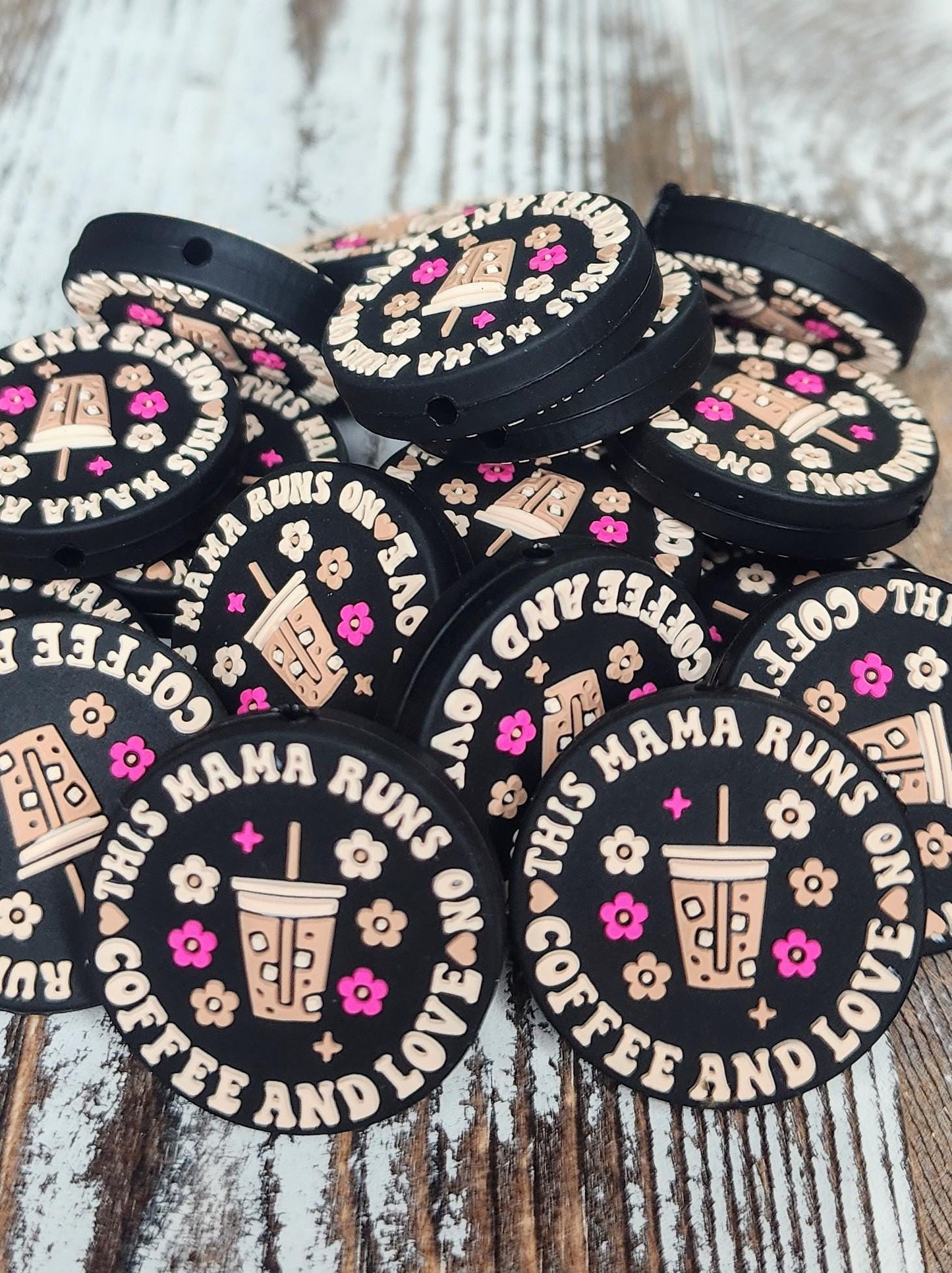 This Mama Runs on Coffee & Love Focal Bead 02