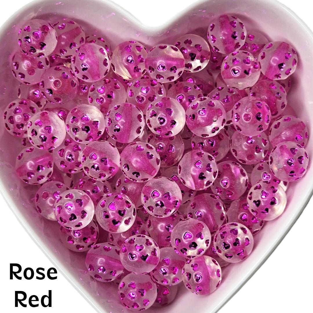 16mm Shiny Color Hearts/Clear Acrylic Beads
