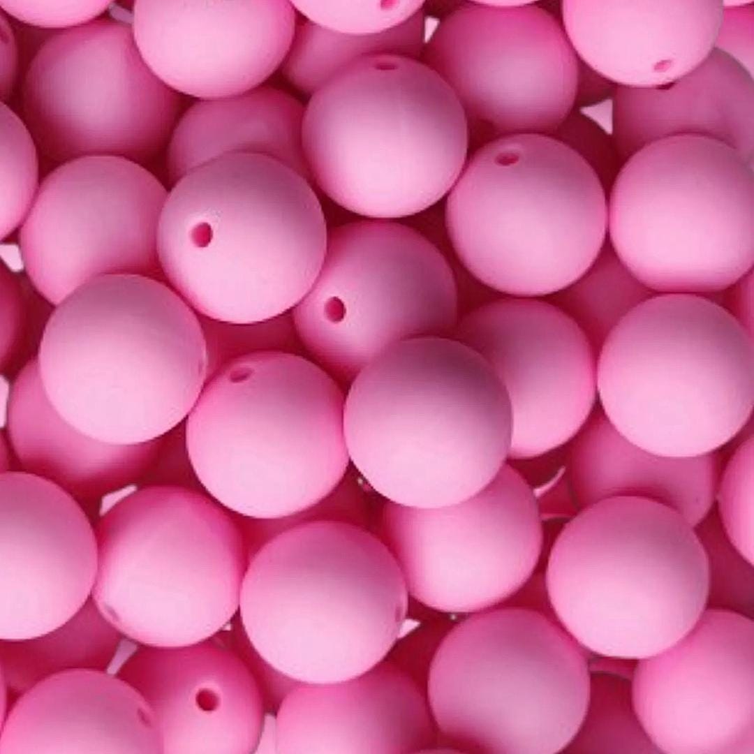 15mm Bubblegum Pink Silicone Beads