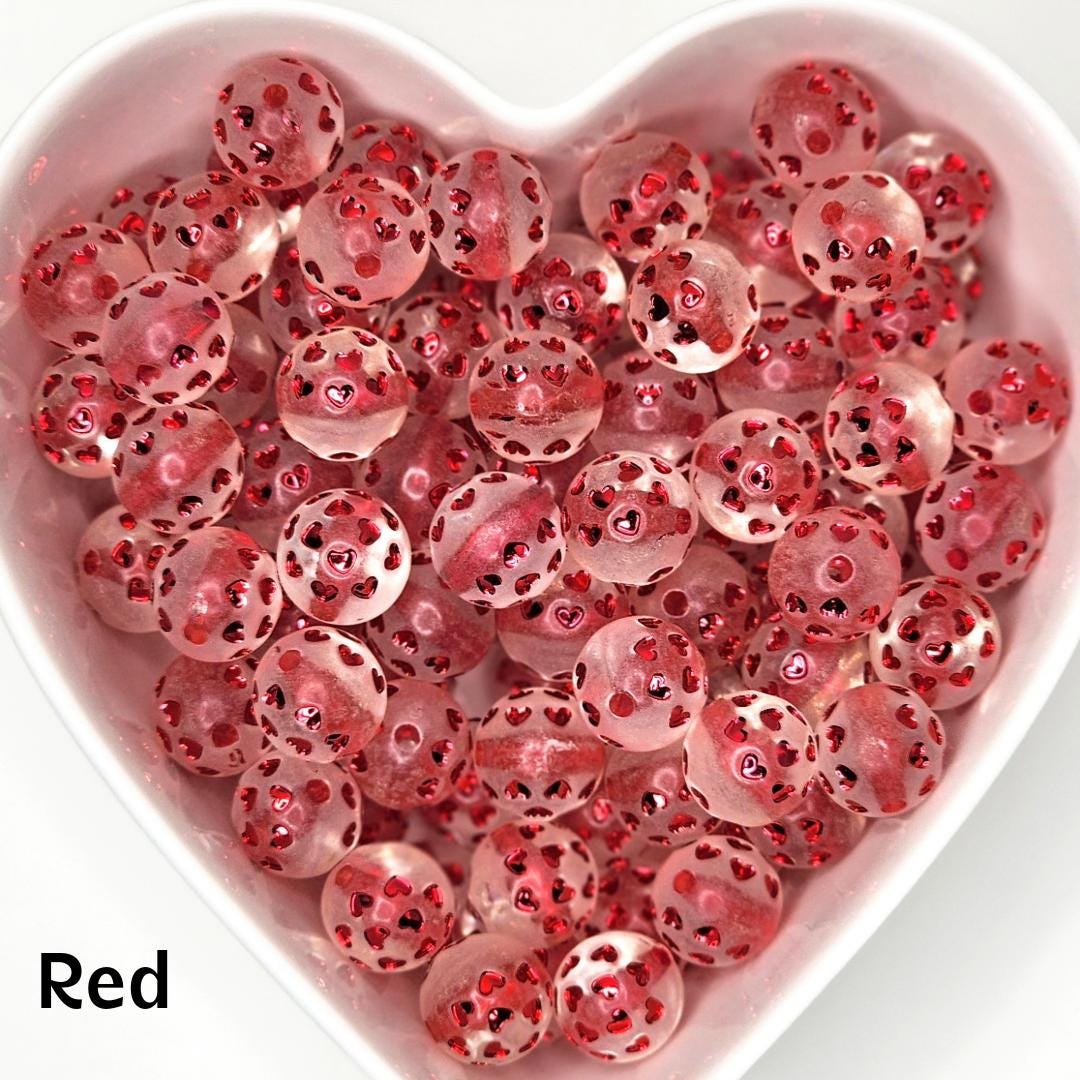 16mm Shiny Color Hearts/Clear Acrylic Beads