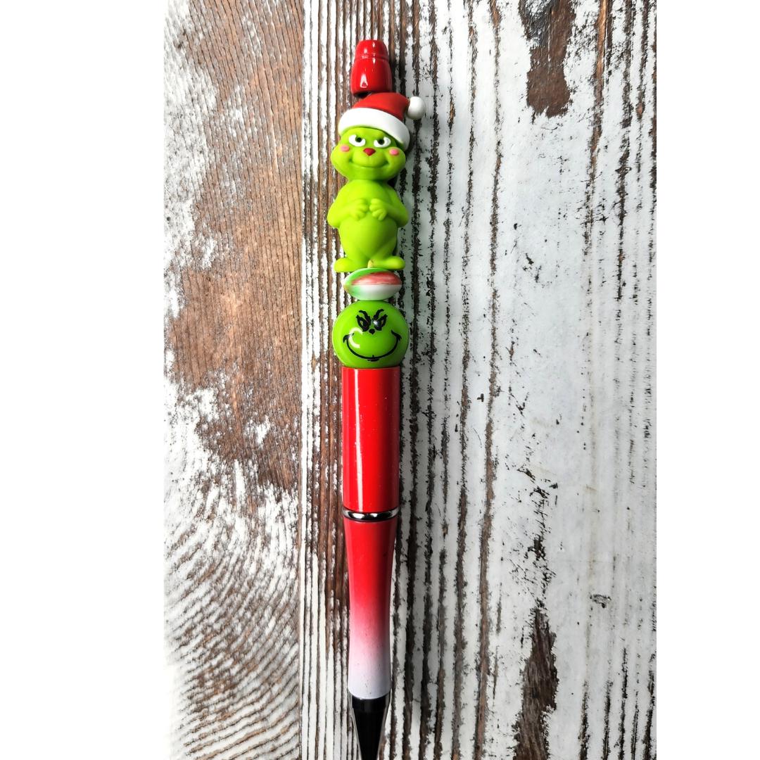 3D Mean Green Guy Christmas Beaded Pen