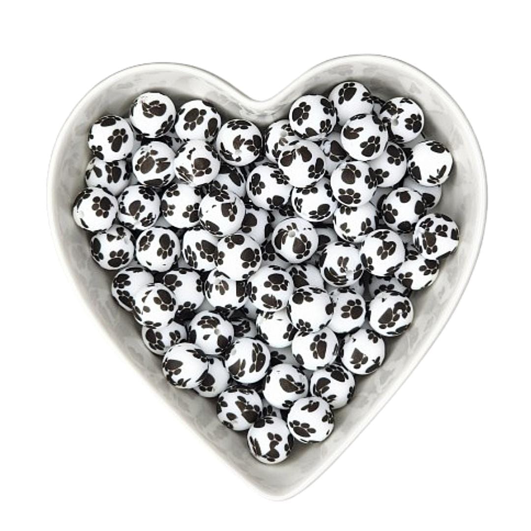 15mm Paw Print Silicone Beads