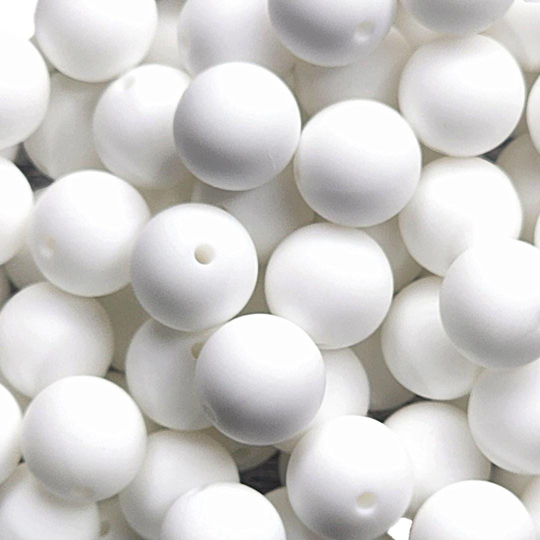 15mm White Silicone Beads