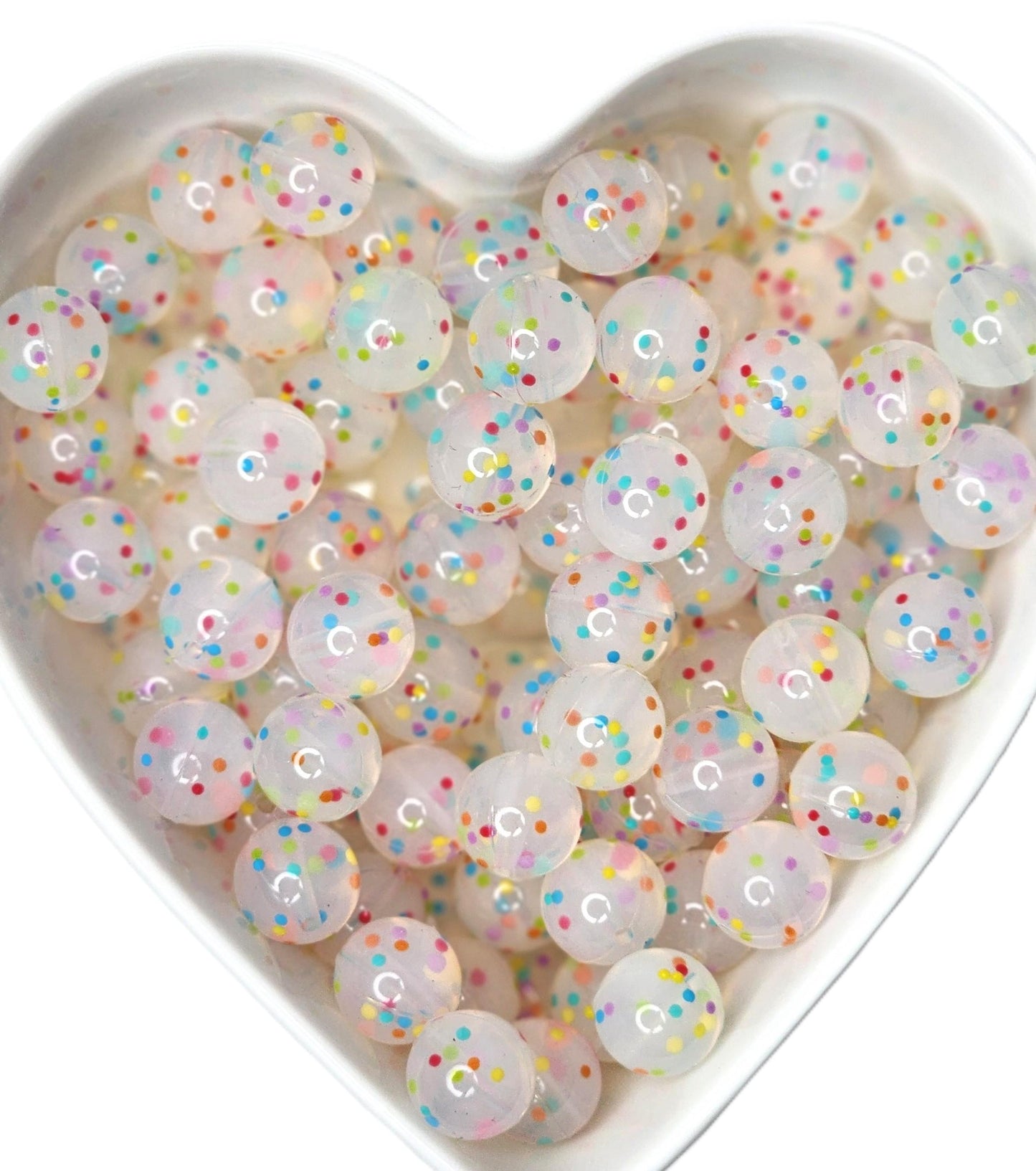 15mm Rainbow Confetti Clear Silicone Beads