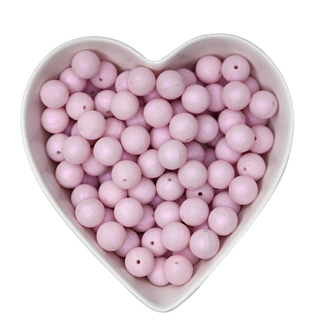 15mm Iced Pink Silicone Beads