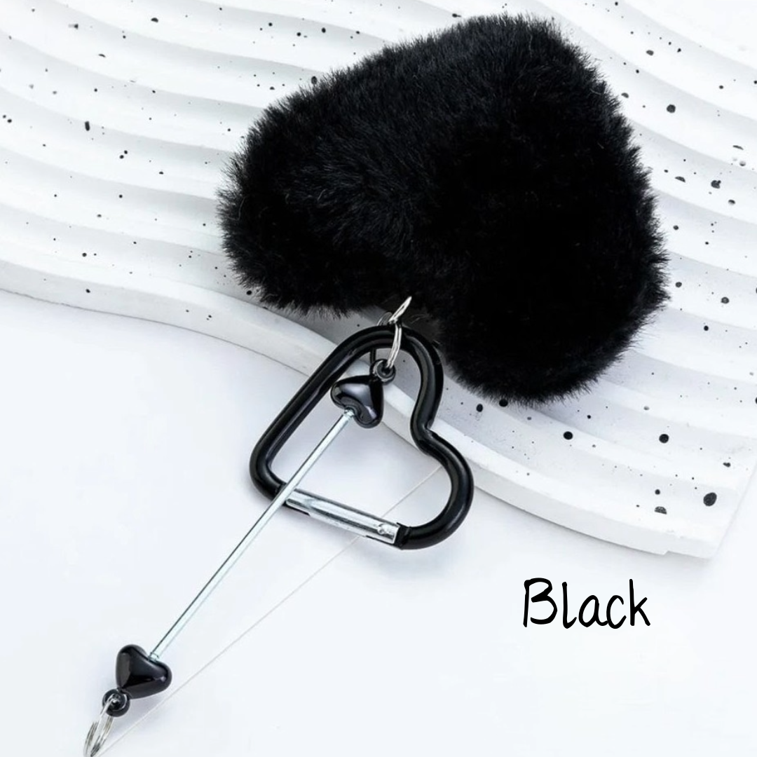 Heart Beadable Keychains w/ Large Pom Pom Heart
