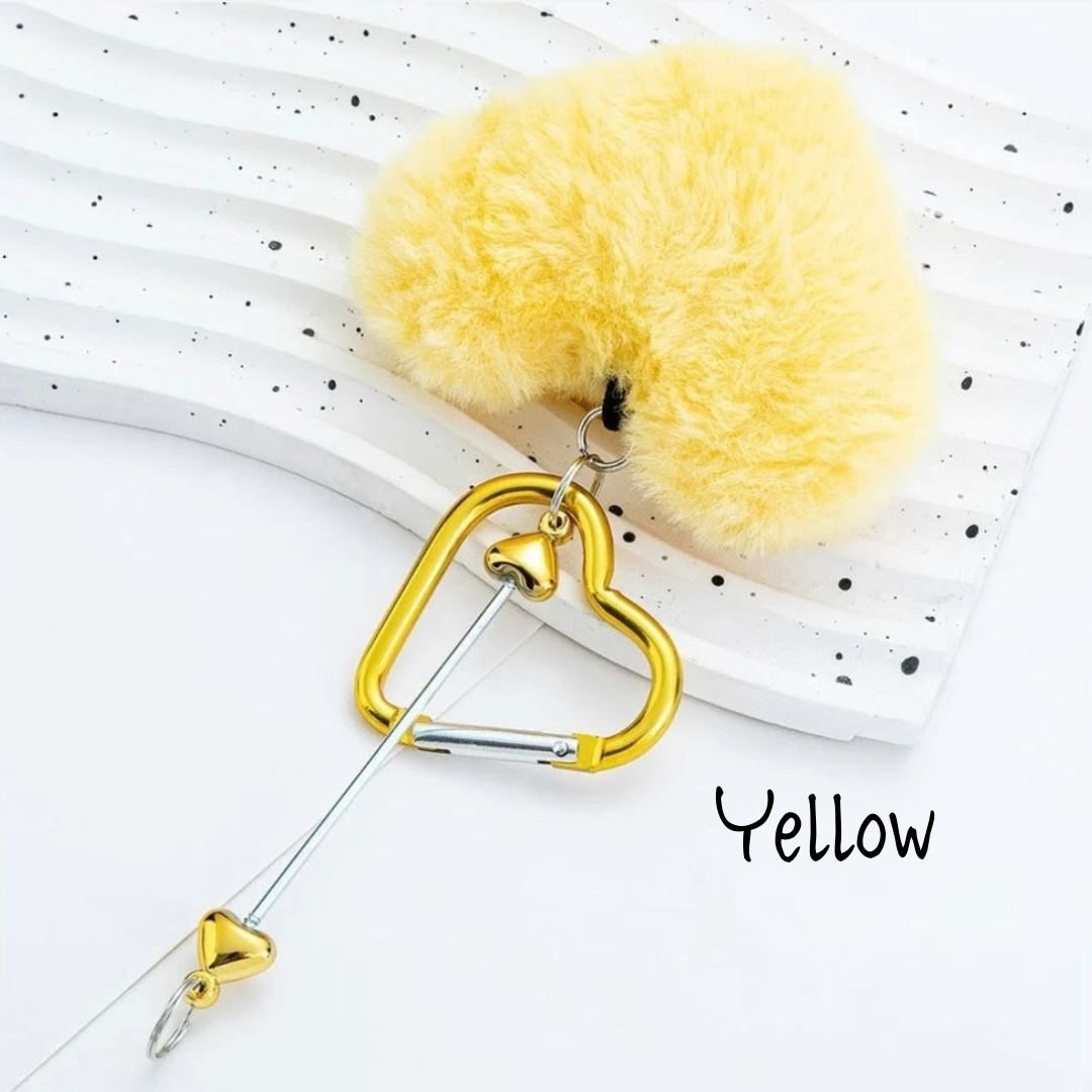 Heart Beadable Keychains w/ Large Pom Pom Heart
