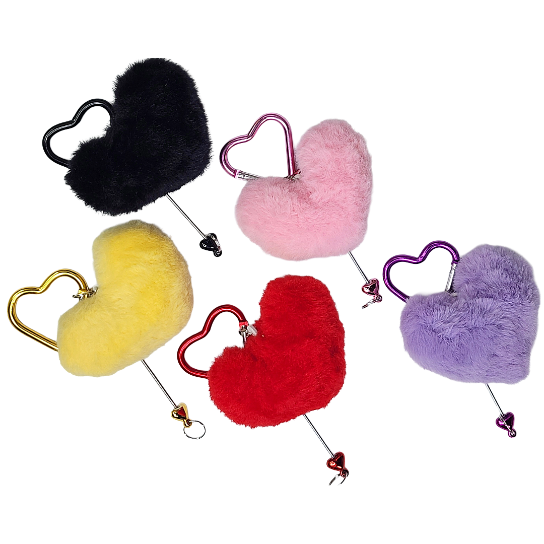 Heart Beadable Keychains w/ Large Pom Pom Heart