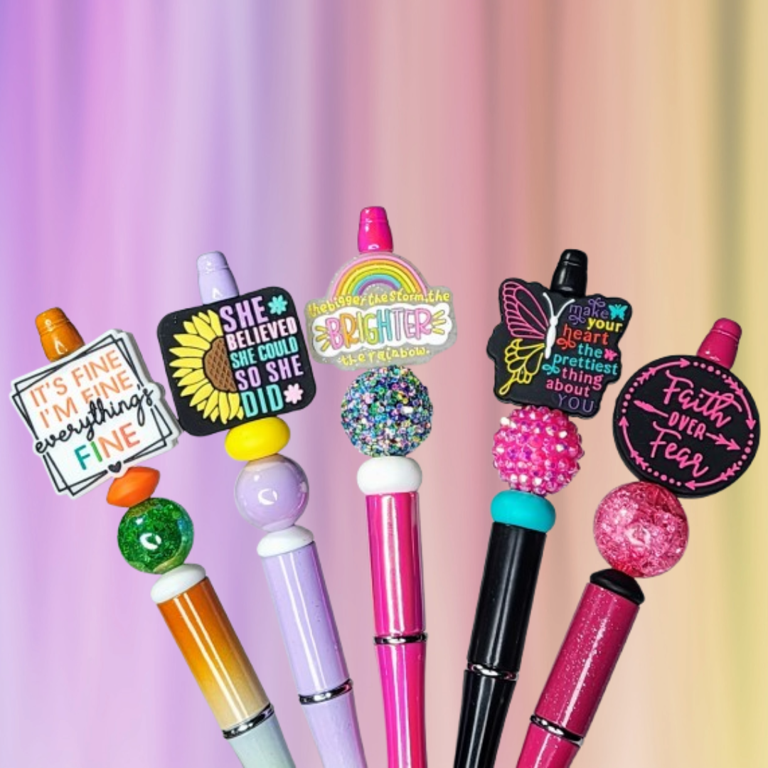 1X Inspirational Custom Design Beaded Pens