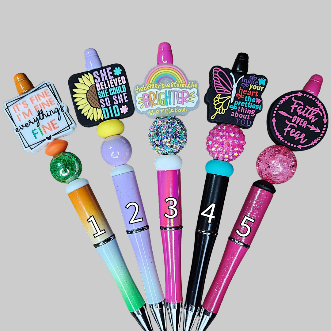 1X Inspirational Custom Design Beaded Pens