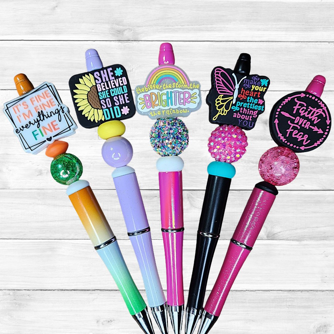 1X Inspirational Custom Design Beaded Pens
