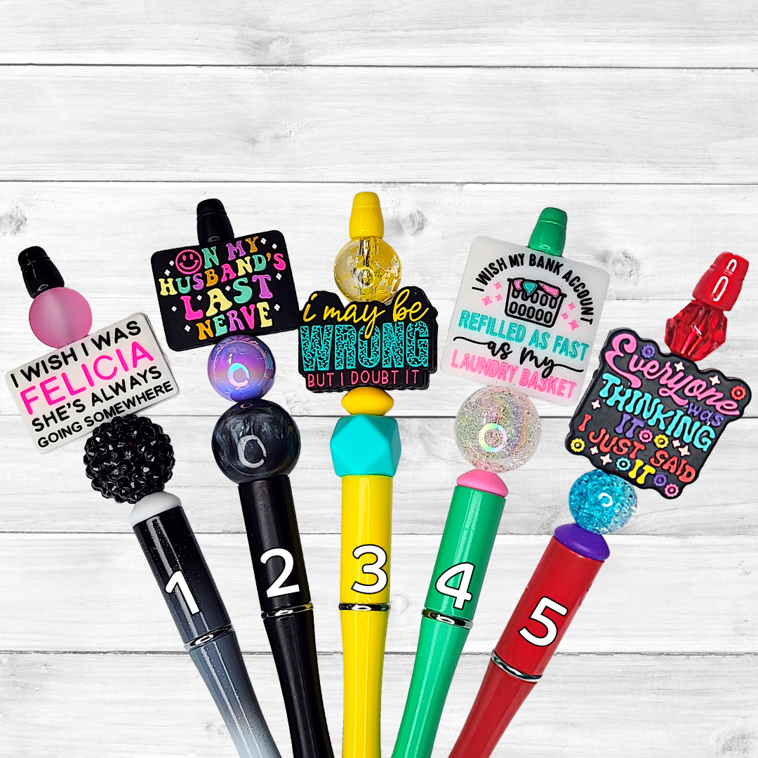 Funny, Sarcastic, Adult Humor Beaded Pens 1A