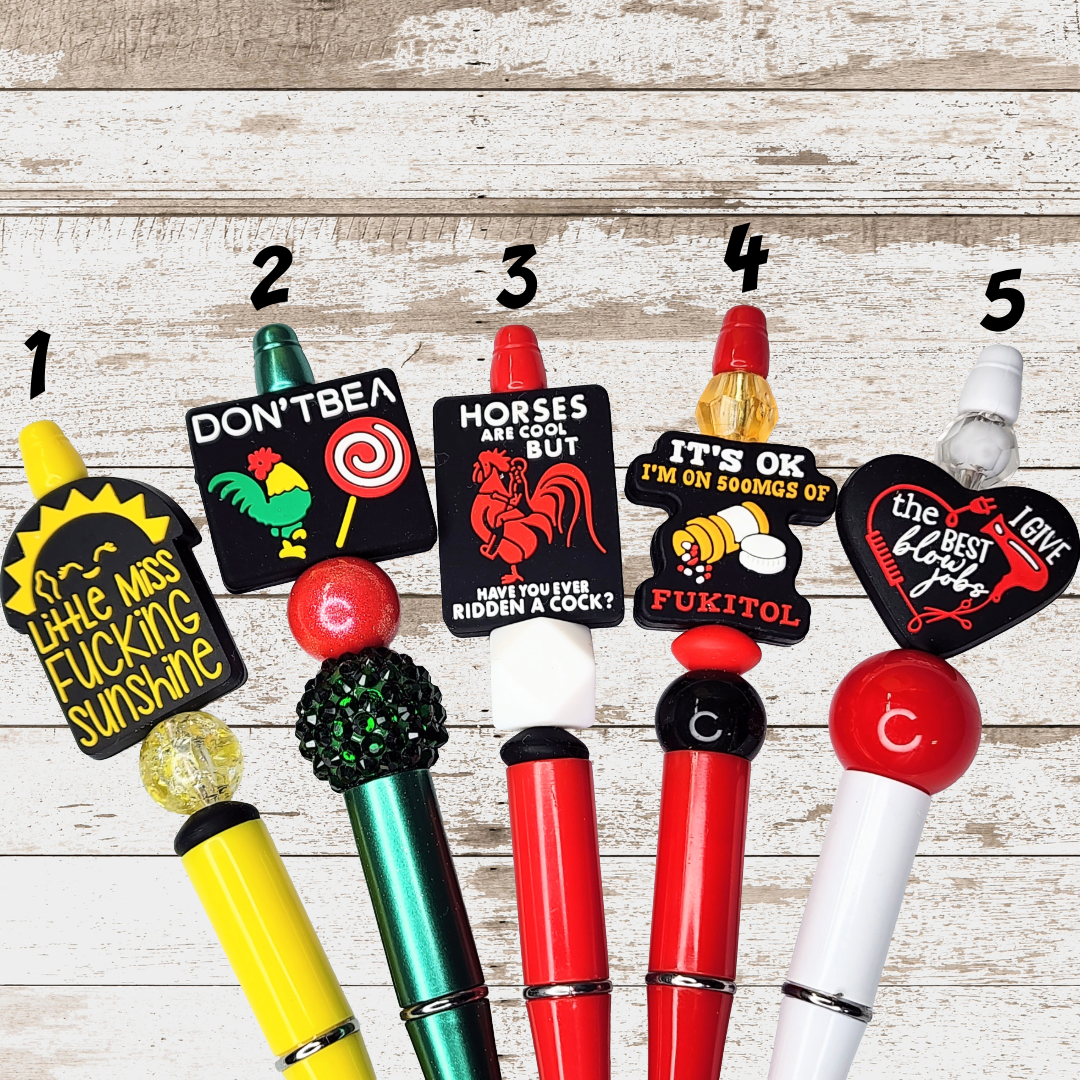 Funny, Sarcastic, Adult Humor Beaded Pens 1E