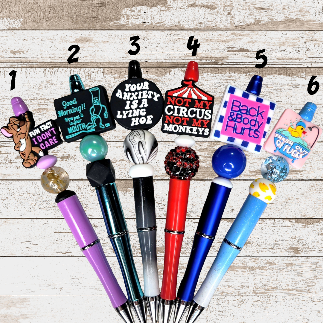 Funny, Sarcastic, Adult Humor Beaded Pens 1D