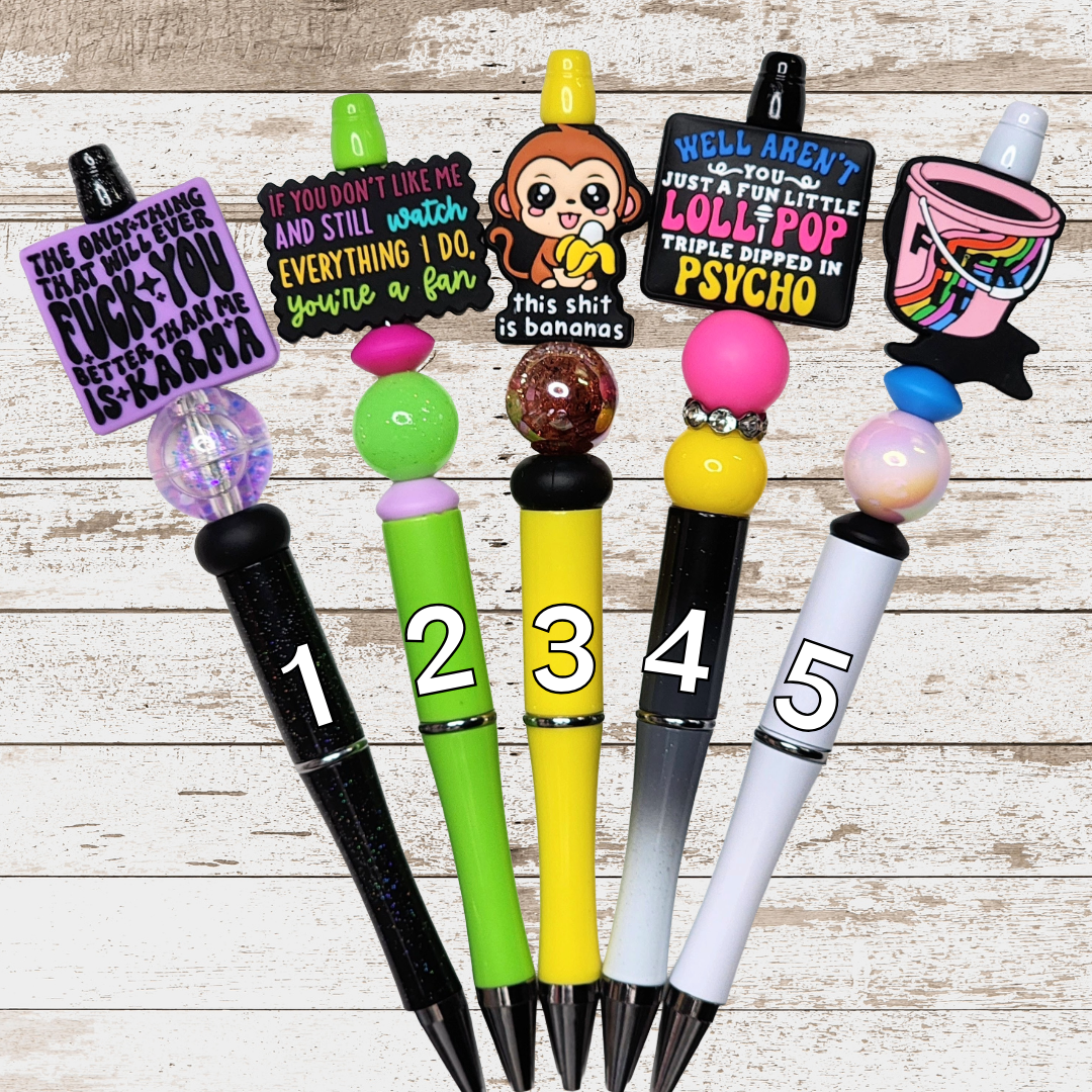 Funny, Sarcastic, Adult Humor Beaded Pens 2W