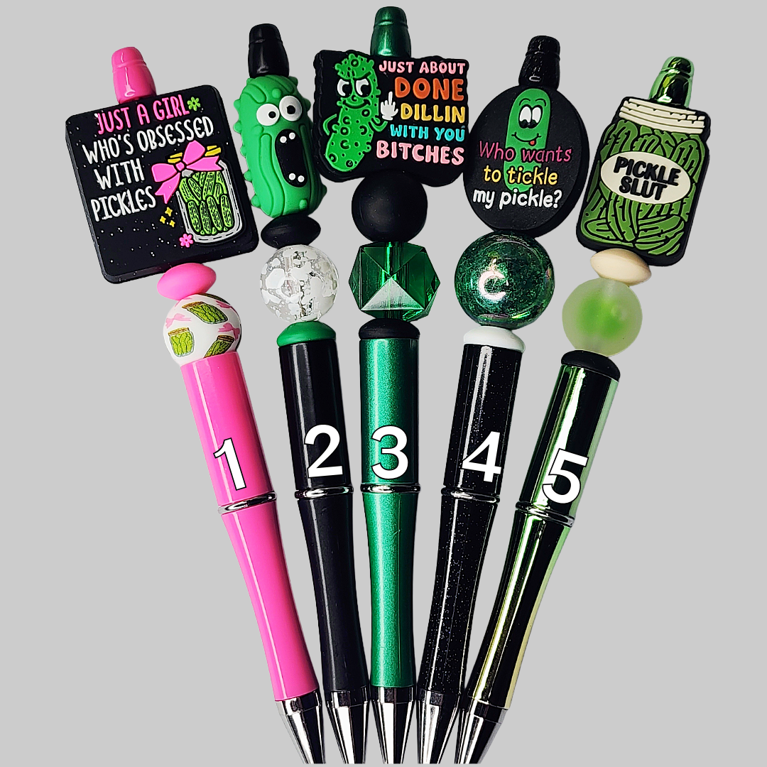 2T Funny Pickle Beaded Pens