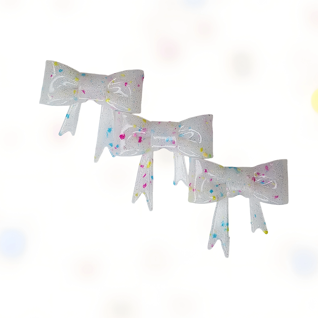 Rainbow Confetti Bow Straw Topper/Focal