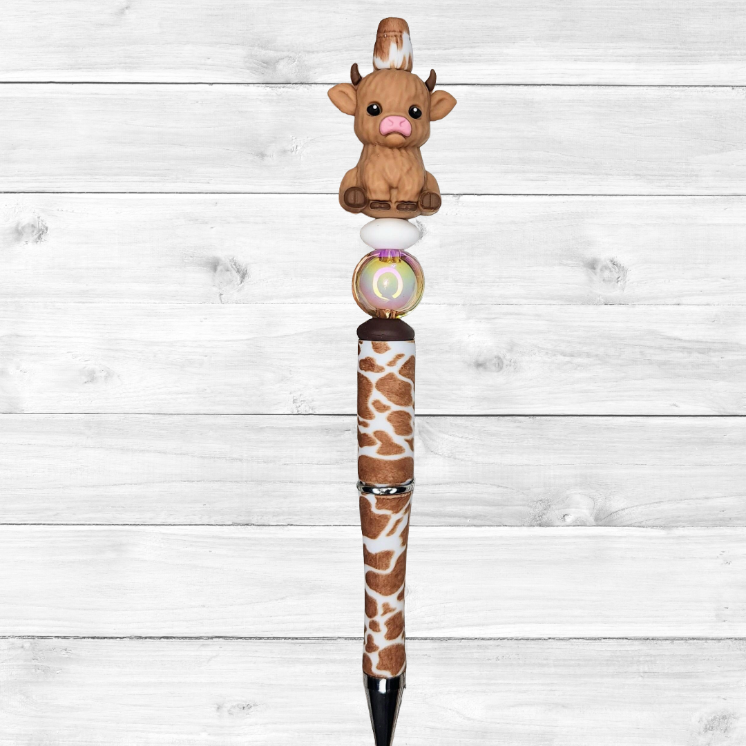 3D Highland Cow Beaded Pen