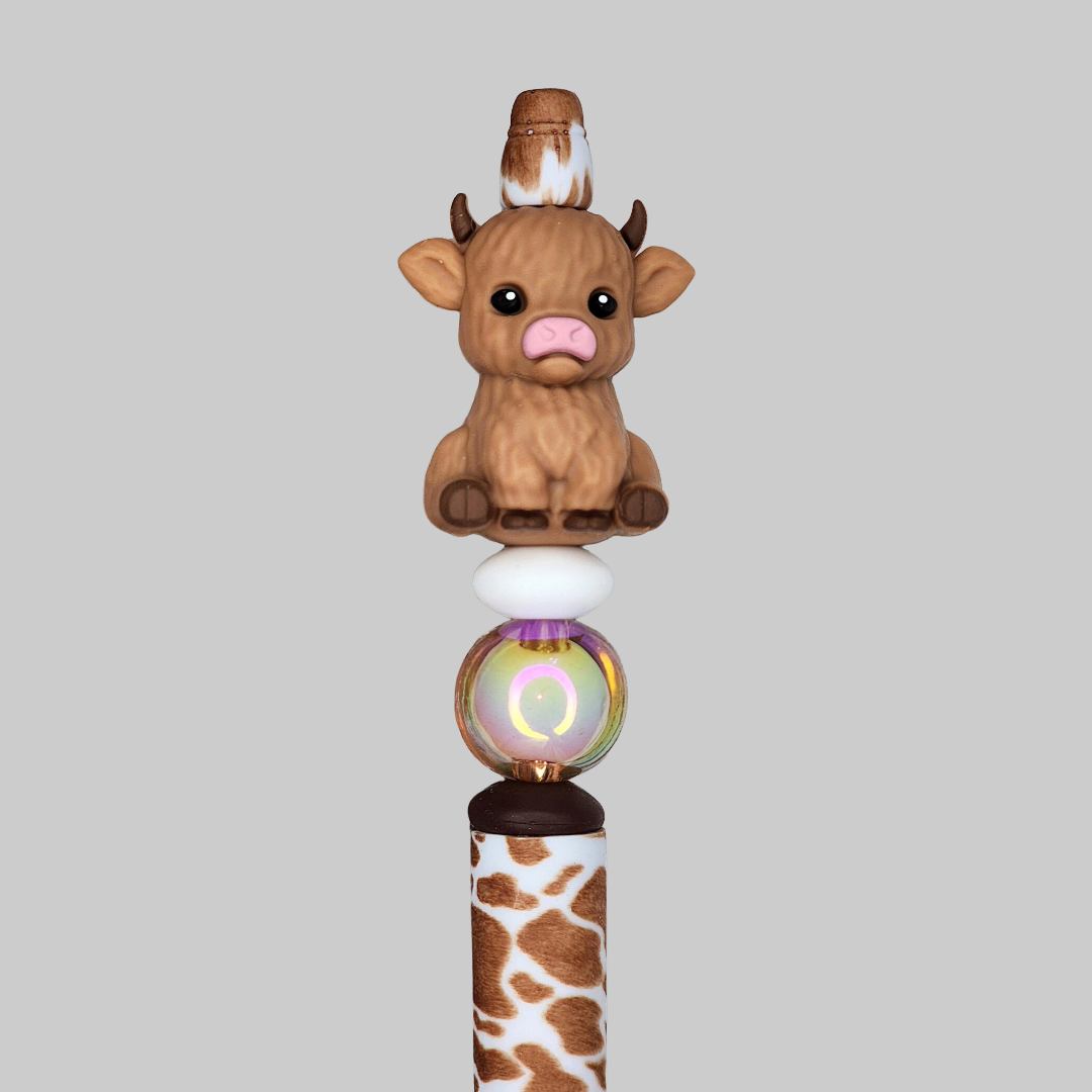 3D Highland Cow Beaded Pen