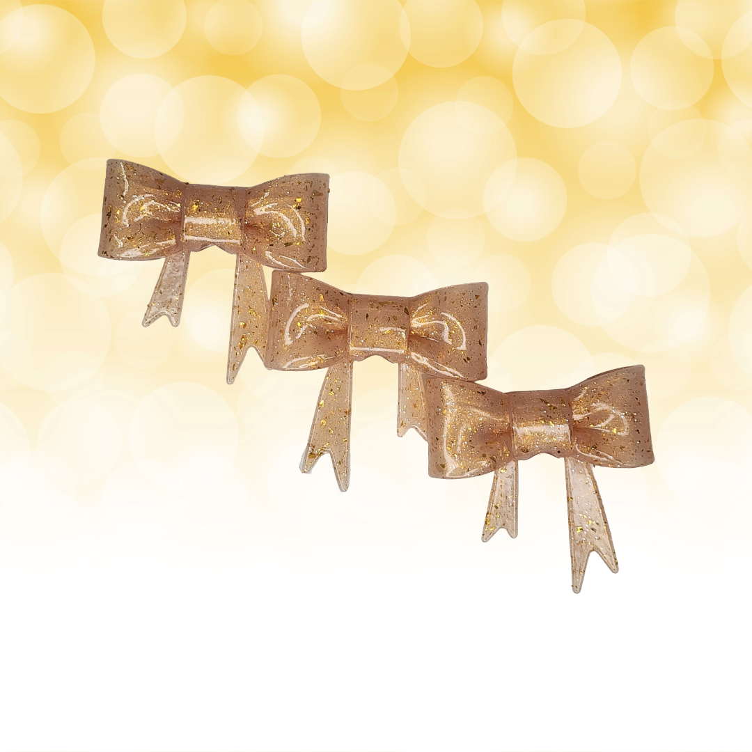 Gold Glitter Bow Straw Topper/Focal