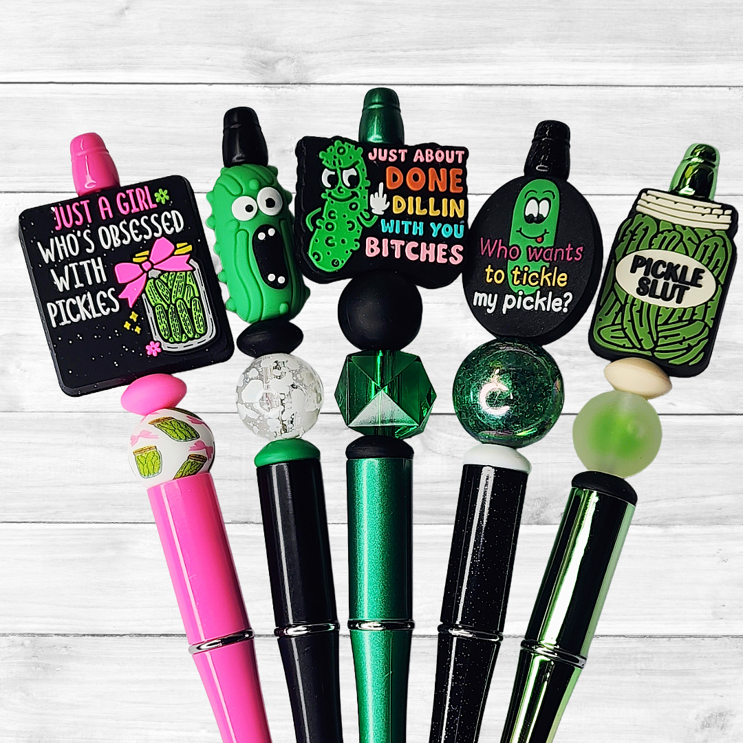 2T Funny Pickle Beaded Pens