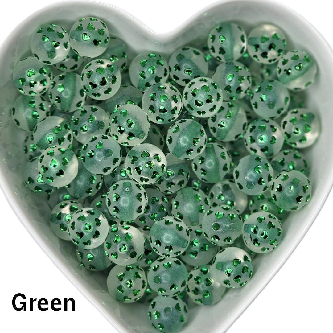 16mm Shiny Color Hearts/Clear Acrylic Beads