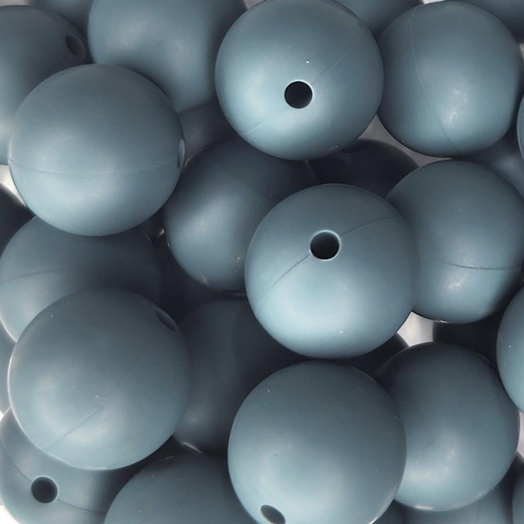 15mm Grey Silicone Beads