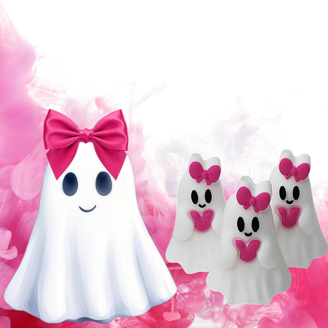 3D Ghost with Bow Focal Bead