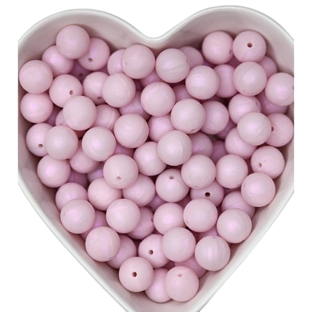 15mm Iced Pink Silicone Beads