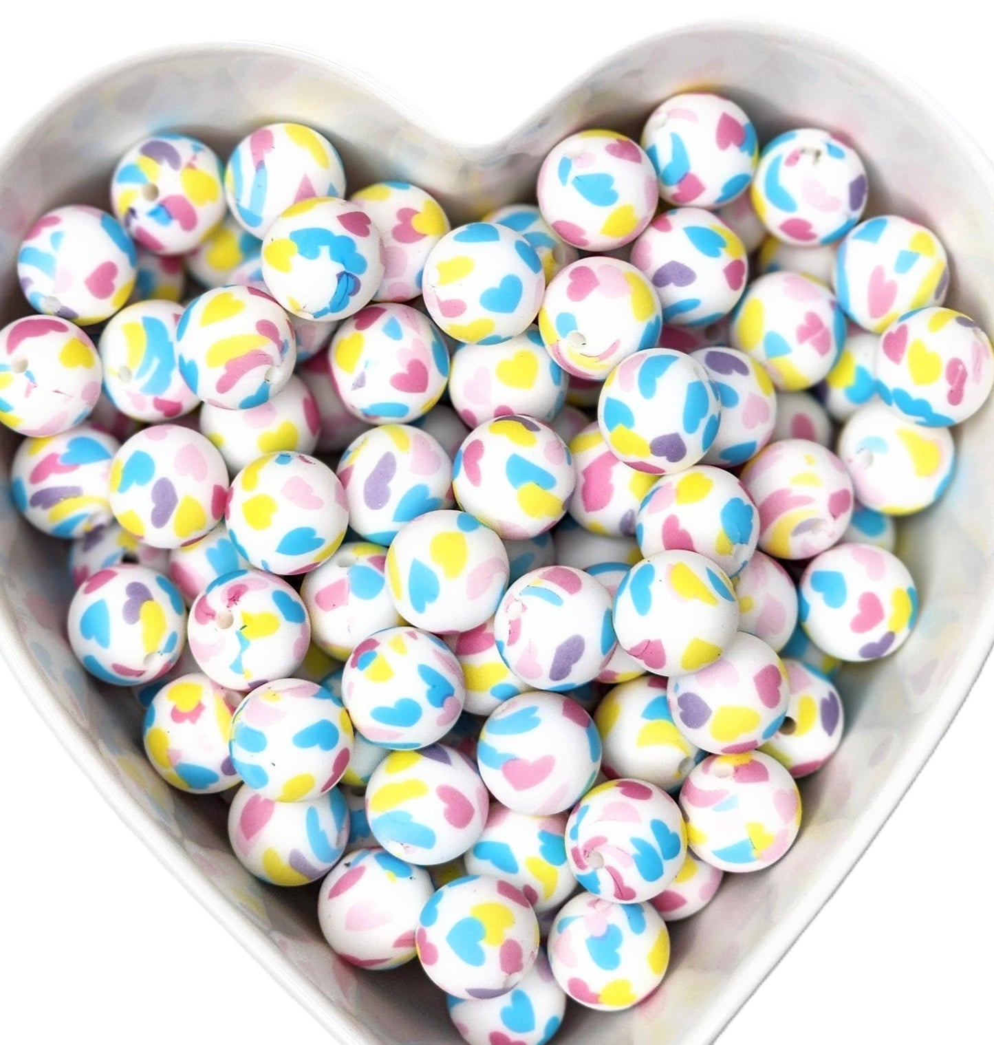 15mm Colored Hearts Silicone Beads