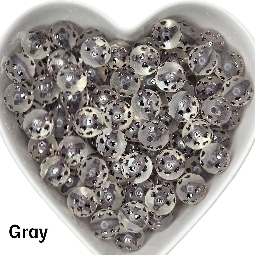 16mm Shiny Color Hearts/Clear Acrylic Beads