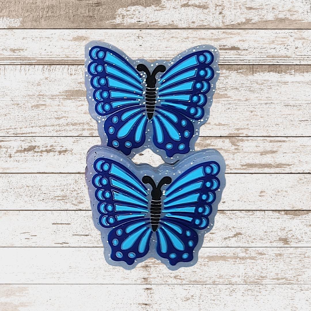 Pink & Blue Butterfly Focal Beads 168