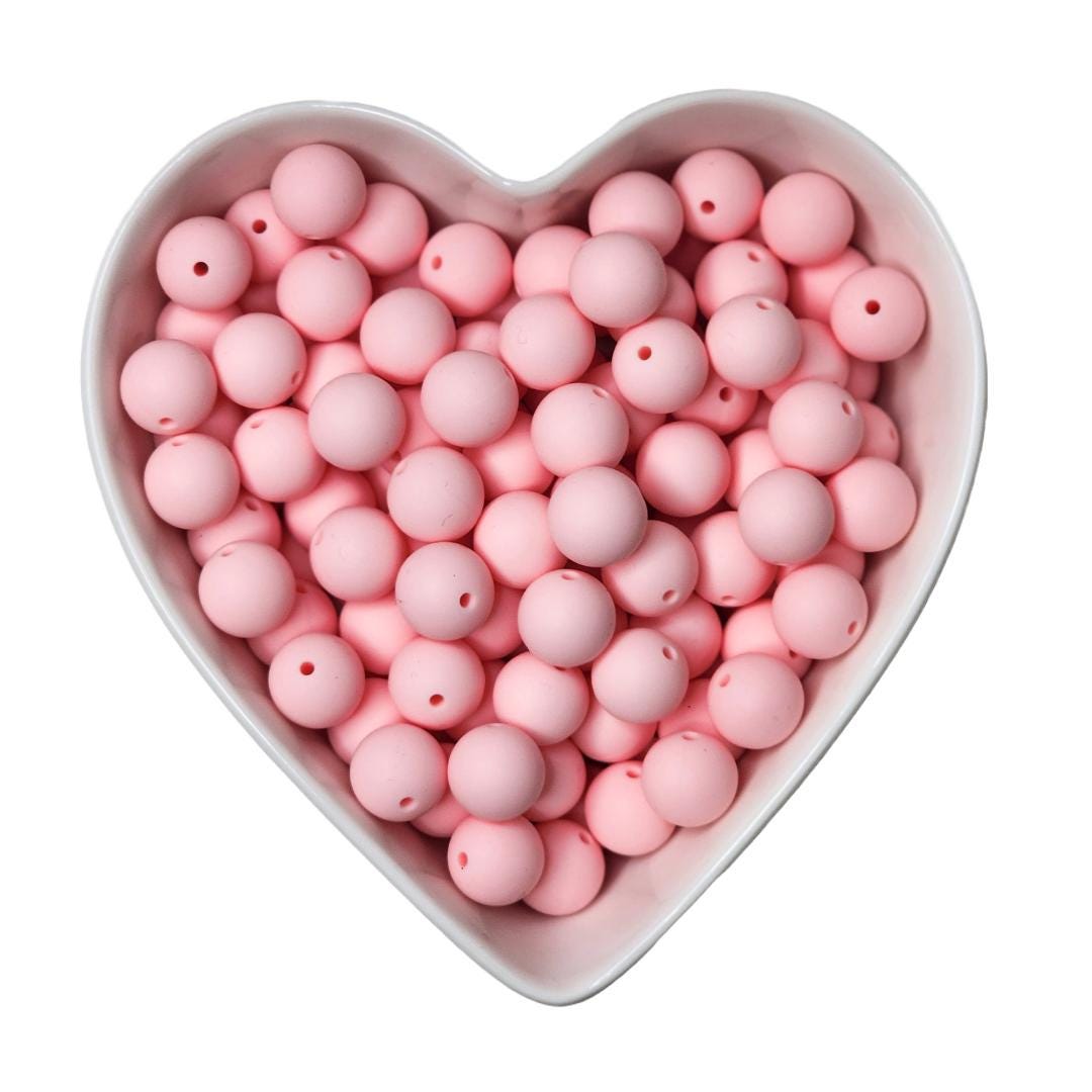 15mm Light Pink Silicone Beads
