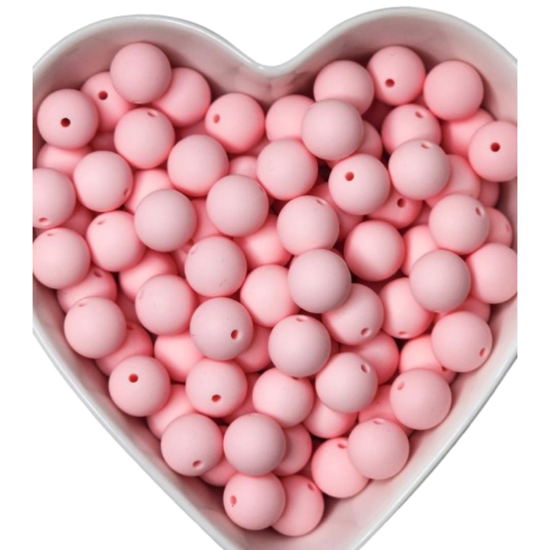 15mm Light Pink Silicone Beads