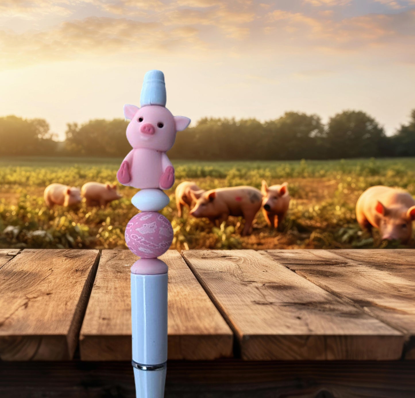 3D Pig Beaded Pen