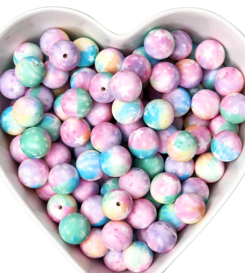 15mm Starry Sky Silicone Beads
