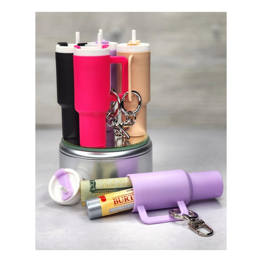 Mini Tumbler Chapstick Keychain Holder