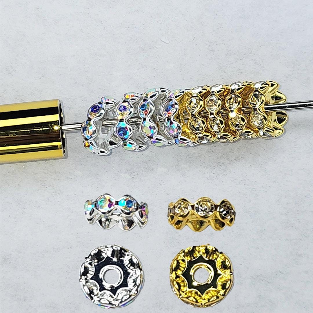 12mm Gold Clear and Silver AB Wavy Spacers (10 Pack)