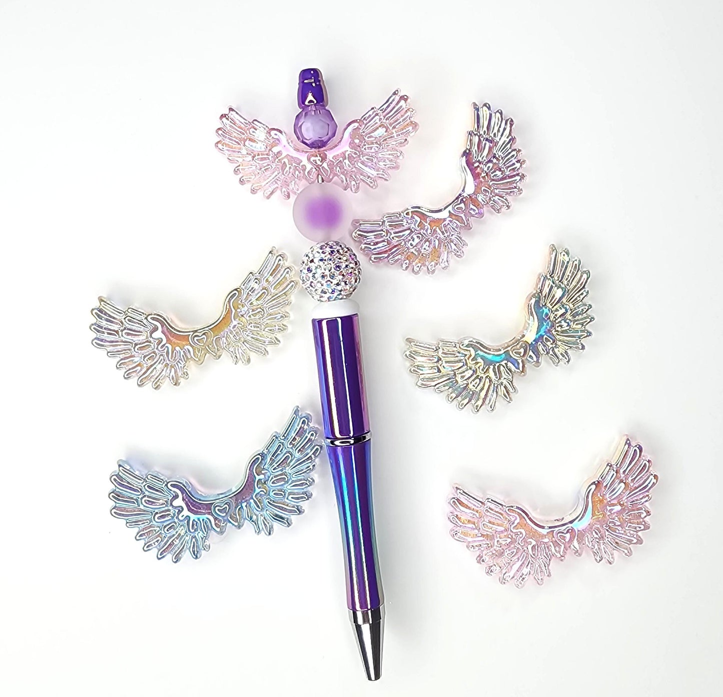 Angel Wings with Heart Beads