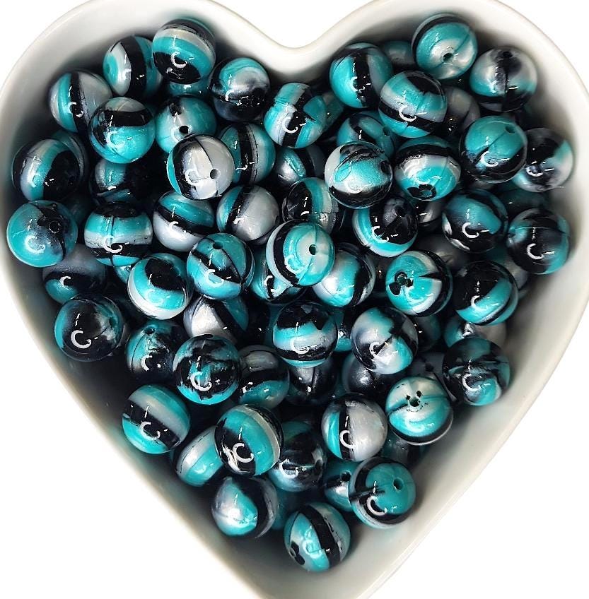 15mm Twilight Glossy Swirl Beads