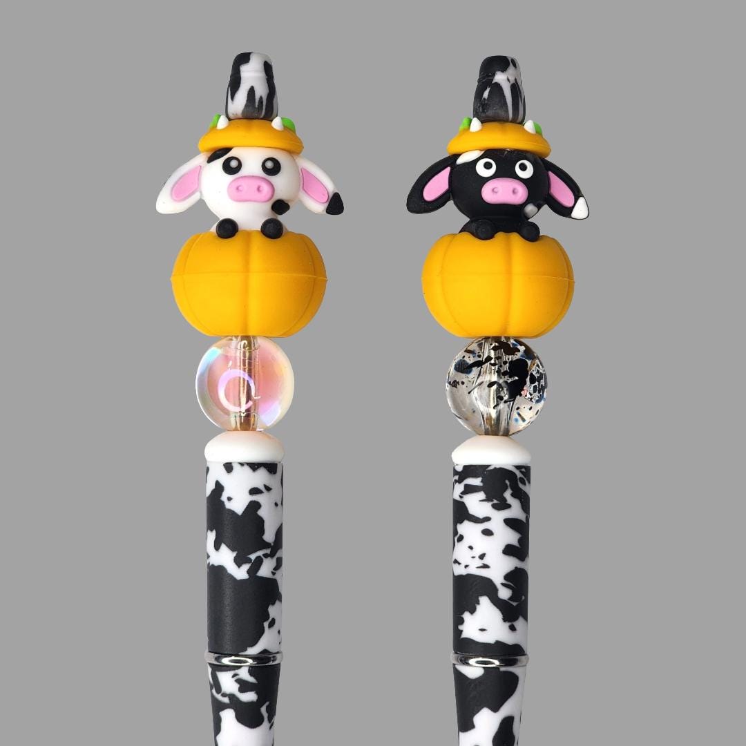 3D Cow in Pumpkin Beaded Pen