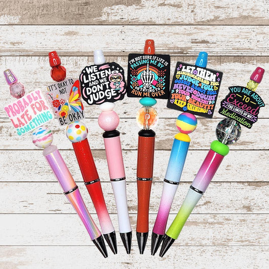 2X Inspirational Custom Design Beaded Pens