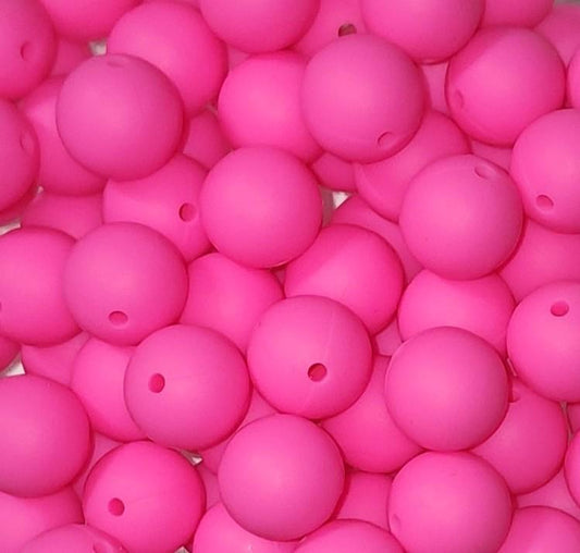 15mm Hot Pink Silicone Beads