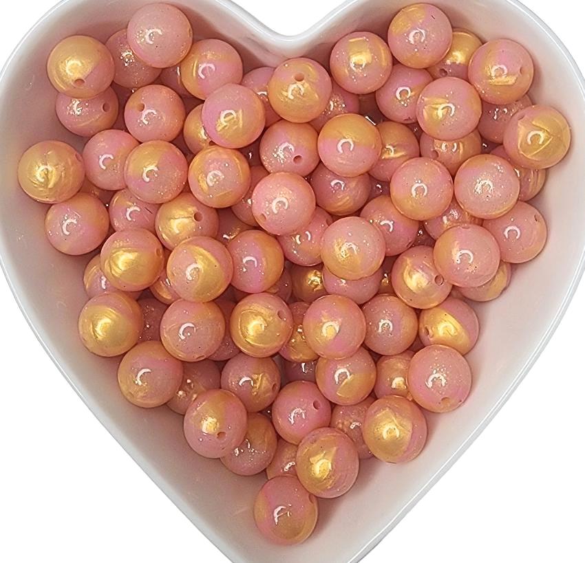 15mm Sangria Glossy Glitter Swirl Beads